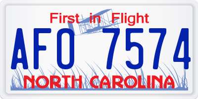 NC license plate AFO7574