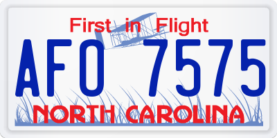 NC license plate AFO7575
