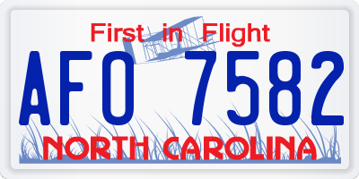 NC license plate AFO7582