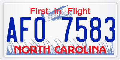 NC license plate AFO7583