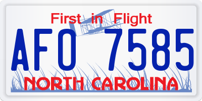 NC license plate AFO7585