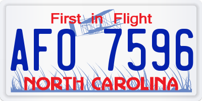 NC license plate AFO7596