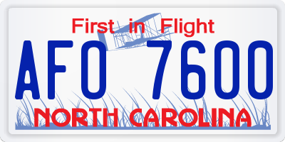 NC license plate AFO7600
