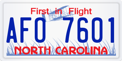 NC license plate AFO7601