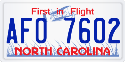 NC license plate AFO7602