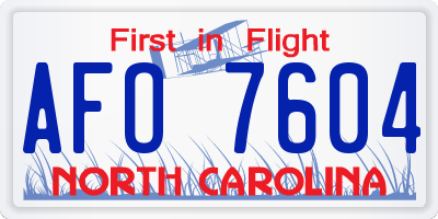 NC license plate AFO7604