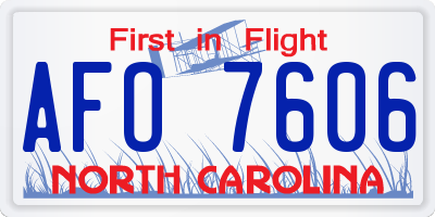 NC license plate AFO7606