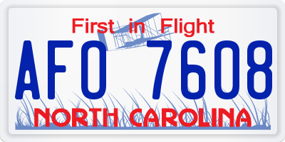 NC license plate AFO7608