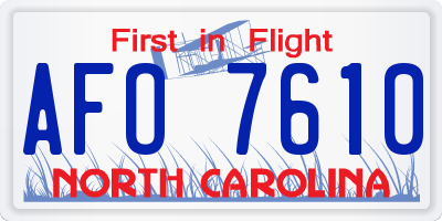 NC license plate AFO7610