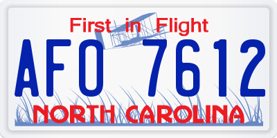 NC license plate AFO7612