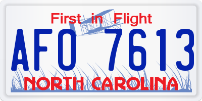 NC license plate AFO7613
