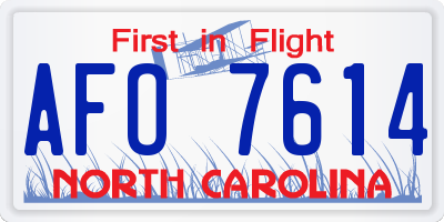 NC license plate AFO7614