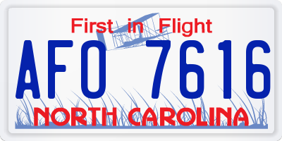 NC license plate AFO7616