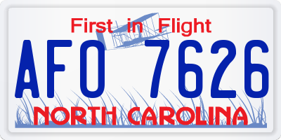 NC license plate AFO7626