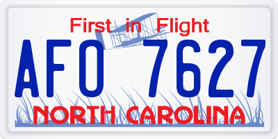 NC license plate AFO7627