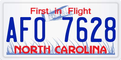 NC license plate AFO7628