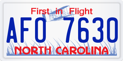 NC license plate AFO7630