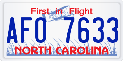 NC license plate AFO7633
