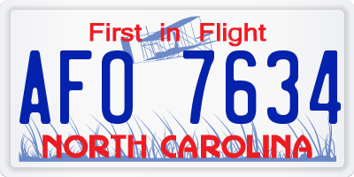 NC license plate AFO7634