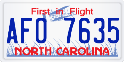 NC license plate AFO7635