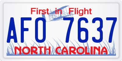 NC license plate AFO7637