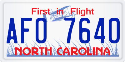 NC license plate AFO7640