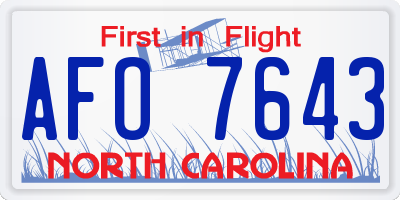 NC license plate AFO7643