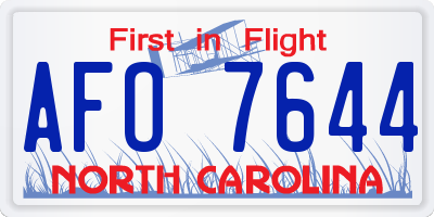 NC license plate AFO7644