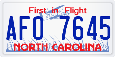NC license plate AFO7645