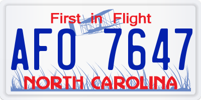 NC license plate AFO7647