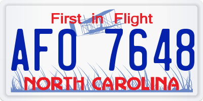 NC license plate AFO7648