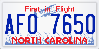 NC license plate AFO7650