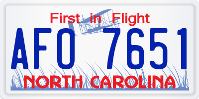 NC license plate AFO7651