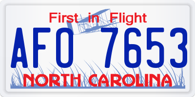 NC license plate AFO7653