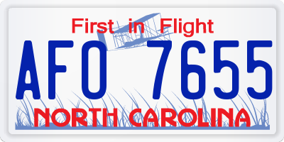 NC license plate AFO7655
