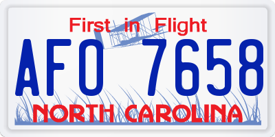 NC license plate AFO7658
