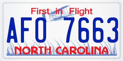 NC license plate AFO7663