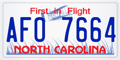 NC license plate AFO7664