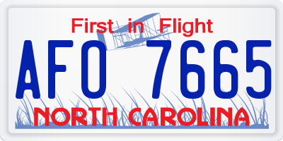NC license plate AFO7665