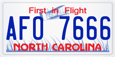 NC license plate AFO7666