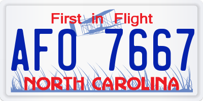 NC license plate AFO7667