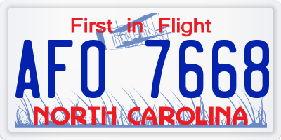 NC license plate AFO7668
