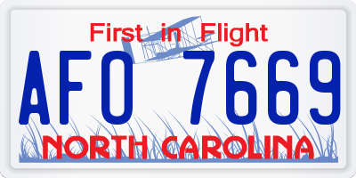 NC license plate AFO7669