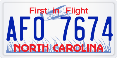 NC license plate AFO7674