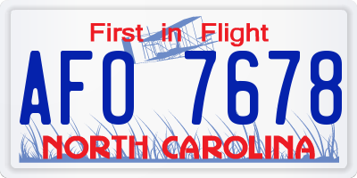 NC license plate AFO7678