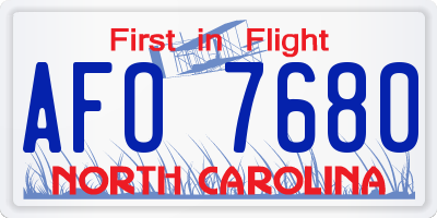 NC license plate AFO7680