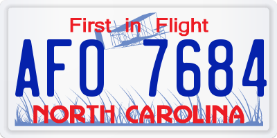 NC license plate AFO7684