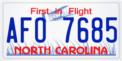 NC license plate AFO7685