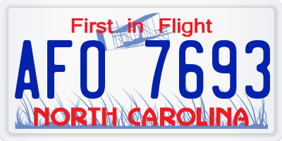 NC license plate AFO7693