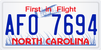 NC license plate AFO7694